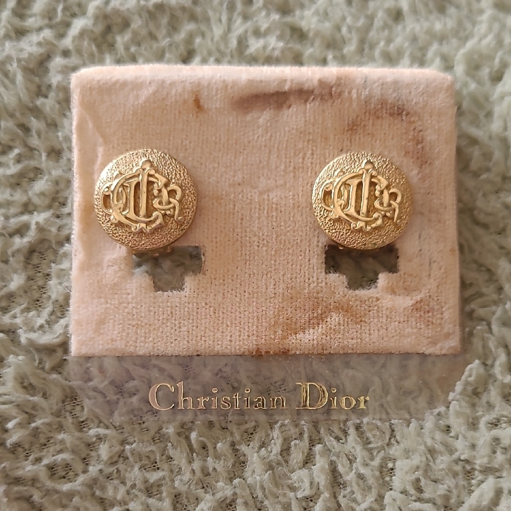 Dior Gold CD Monogram Round Clip-on Earrings